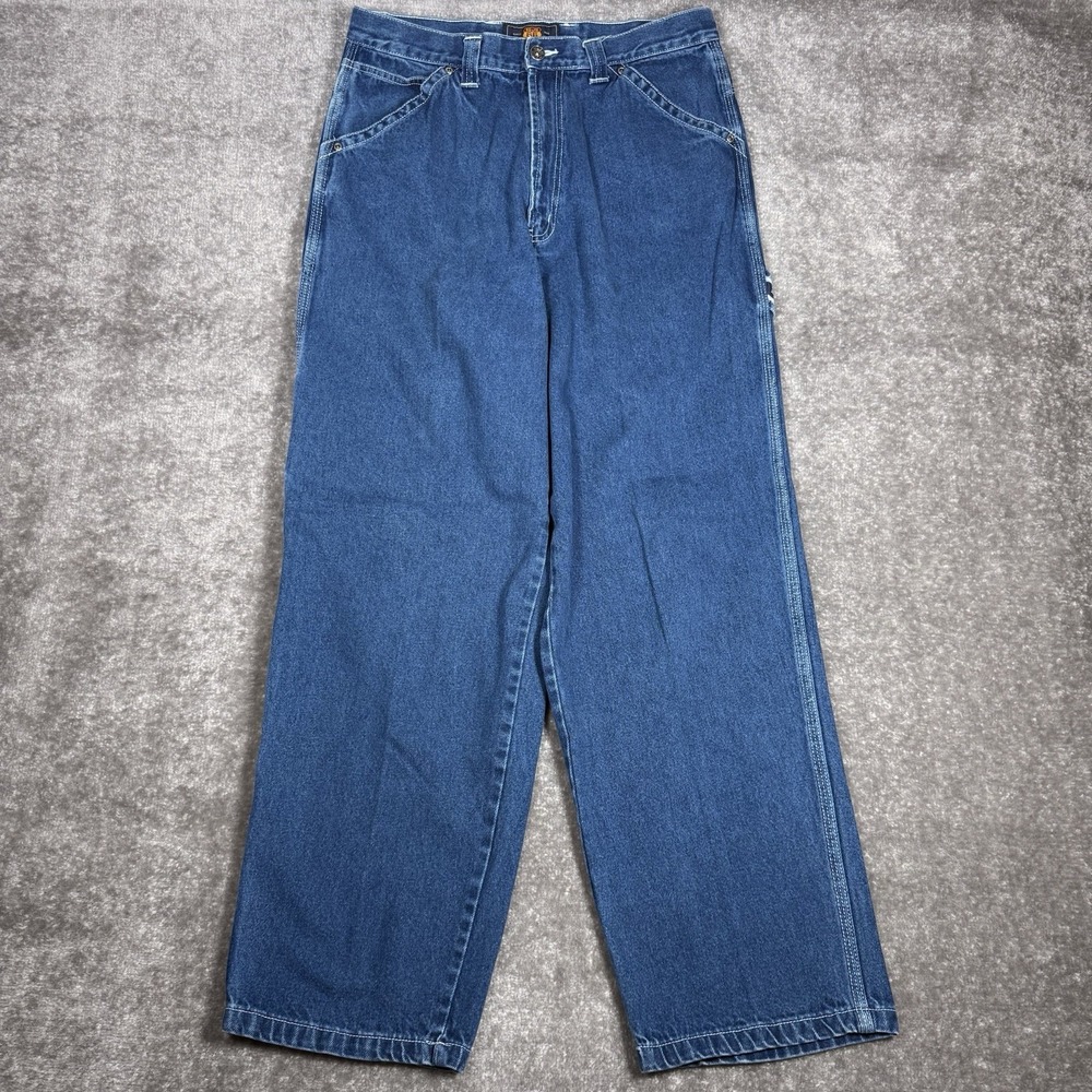 VTG Y2K Route 66 Jeans Men's 34x32 (32x30) Blue Denim Carpenter Baggy‎ Wide Leg